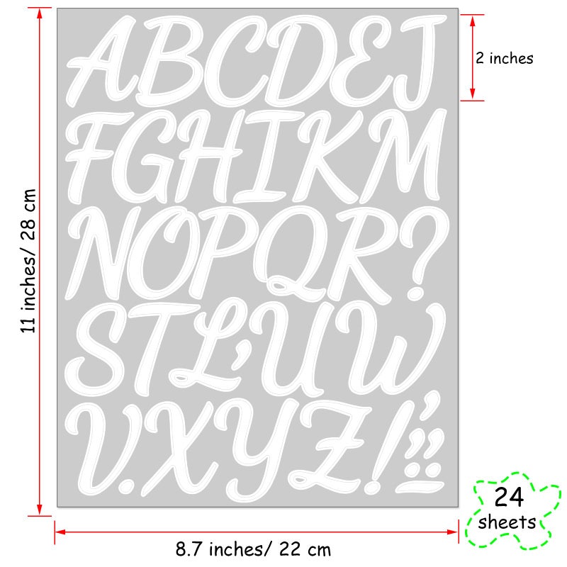 Bemeol 864 Pieces Letter Stickers 24 Sheets 2 Inch Alphabet Letter Stickers Self Adhesive Stickers Letters For Bulletin Board Classroom Mailbox Door Home Decor(White) - Image 2
